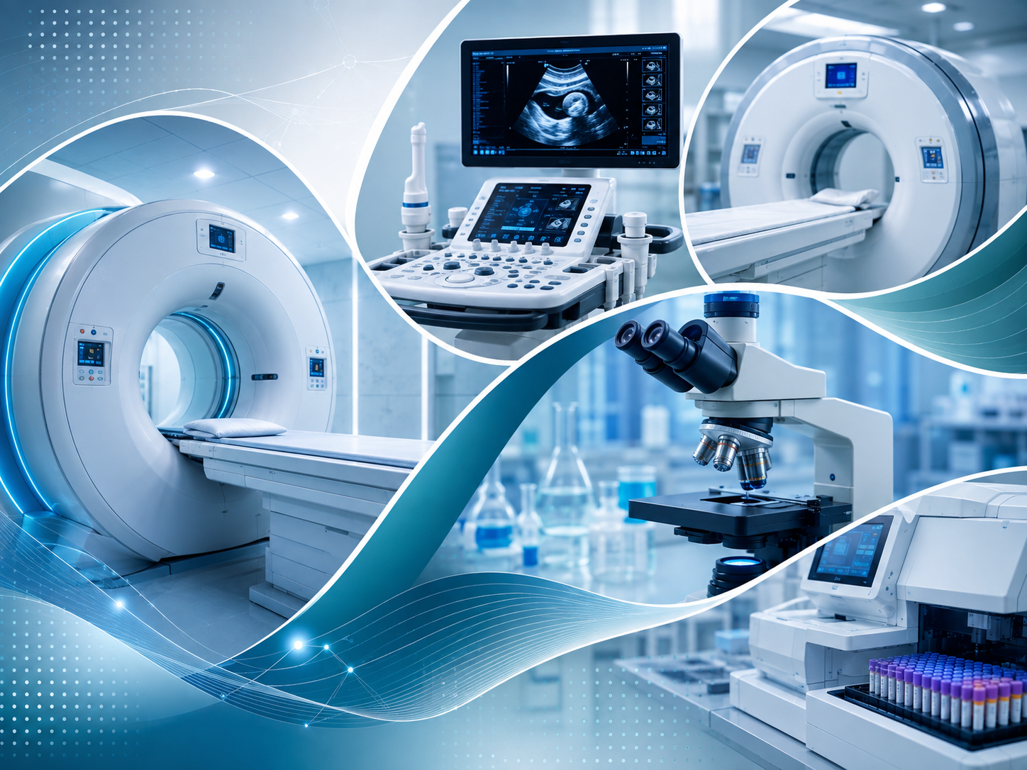 Ultrasound scan room at Dr. Renjith's Diagnostic Center, Thycaud